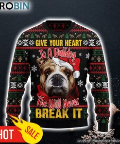 Give Your Heart Bulldog Ugly Christmas Sweater Family Ugly Christmas Sweaters