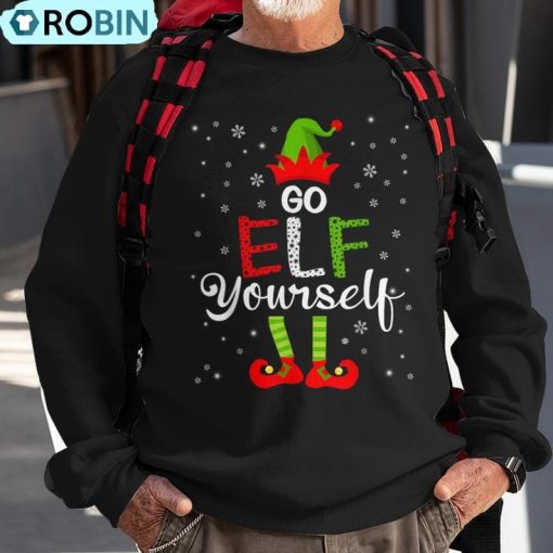 Go Elf Yourself Christmas Elf Matching Family Group Pajama Ugly Christmas Sweatshirt
