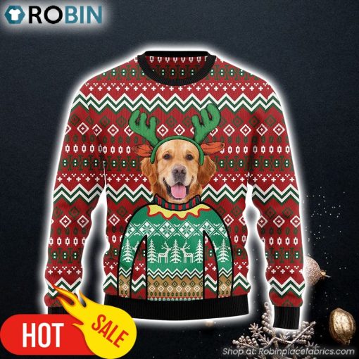 Golden Retriever Christmas Awesome Dog Lover Family Ugly Christmas Sweaters
