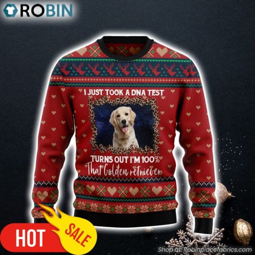 Golden Retriever Dna Ugly Christmas Sweater Gift For Dog Lovers