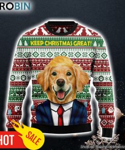 Golden Retriever Keep Christmas Great Dog Lover Funny Family Ugly Christmas Sweaters