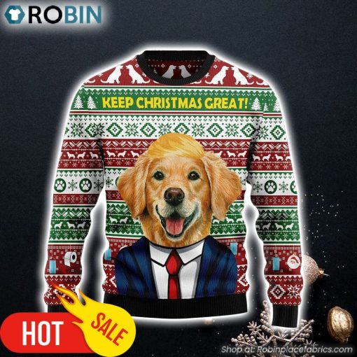 Golden Retriever Keep Christmas Great Dog Lover Funny Family Ugly Christmas Sweaters