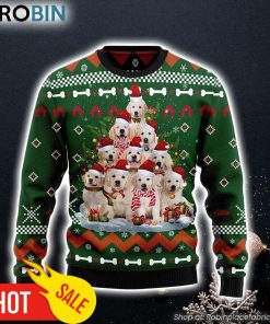 Golden Retriever Pine Tree Funny Dog Ugly Christmas Sweater