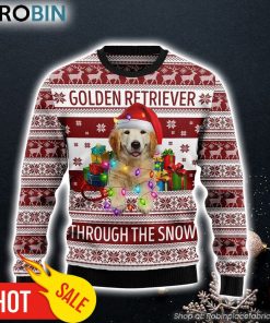 Golden Retriever Through The Snow Dog Lover Ugly Christmas Sweater Dog Memorial Gift