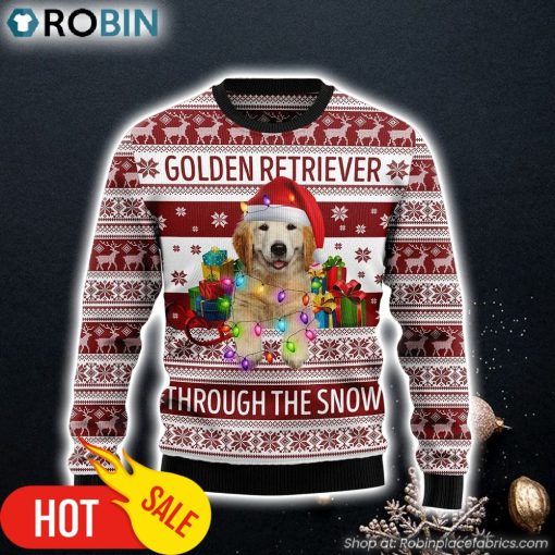 Golden Retriever Through The Snow Dog Lover Ugly Christmas Sweater Dog Memorial Gift