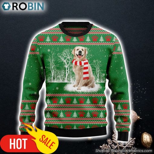 Golden Retriever Winter Tree Dog Lover Funny Family Ugly Christmas Sweaters