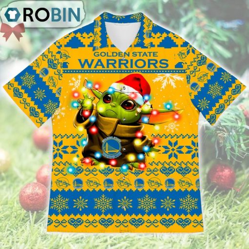 Golden State Warriors Baby Yoda Star Wars Ugly Christmas Design Short Sleeve Shirt