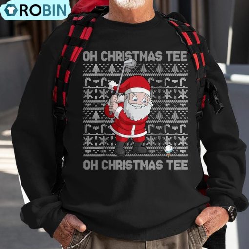 Golf Oh Christmas Santa Claus Golfer Golfing Short Sleeve Ugly Christmas Sweatshirt