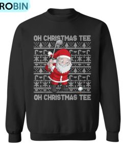 Golf Oh Christmas Santa Claus Golfer Golfing Short Sleeve Ugly Christmas Sweatshirt