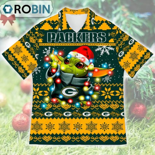 Green Bay Baby Yoda Star Wars Ugly Christmas Design Short Sleeve Shirt
