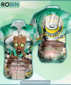 Green Bay Packers x Baby Groot Summer Hawaiian Shirt Green Bay Packers x Baby Groot Summer Hawaiian Shirt