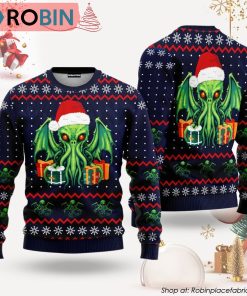 Green Octopus Great Old One Christmas Gift Ugly Christmas Sweater