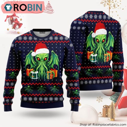 Green Octopus Great Old One Christmas Gift Ugly Christmas Sweater