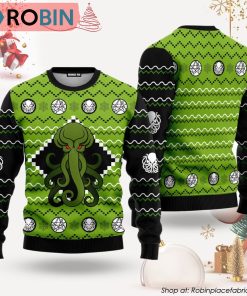 Green Octopus The Call Of Great Old One Ugly Christmas Sweater