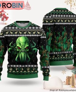 Green Octopus The Call Of Great Old One Ugly Christmas Sweater, Xmas Gifts