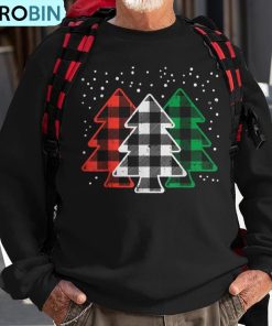 green-white-red-buffalo-plaid-christmas-trees-cute-snow-ugly-christmas-sweatshirt-1