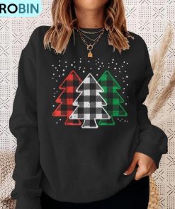 green-white-red-buffalo-plaid-christmas-trees-cute-snow-ugly-christmas-sweatshirt-4