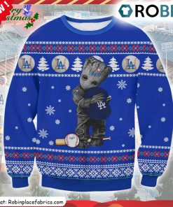 Groot Hug Los Angeles Dodgers Ugly Christmas Sweatshirt, Sweater