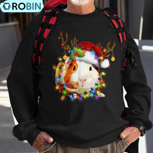 Guinea Pig Christmas Reindeer Christmas Lights Pajama Ugly Christmas Sweatshirt