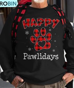 happy-pawlidays-buffalo-plaid-paw-christmas-puppy-dog-lover-ugly-christmas-sweatshirt-1