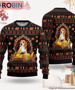 Happy Thanksgiving Funny Beagle Dog Ugly Christmas Sweater