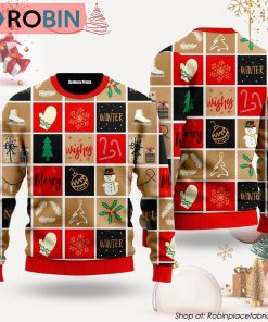 Happy Winter Merry Christmas Pattern Ugly Christmas Sweater