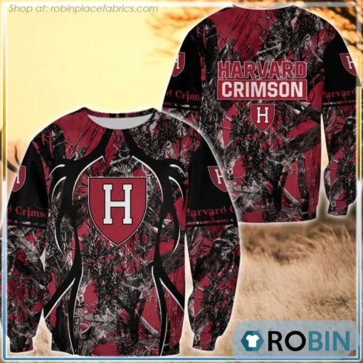 Harvard Crimson  Hunting Pattern All Over Print Sweatshirt