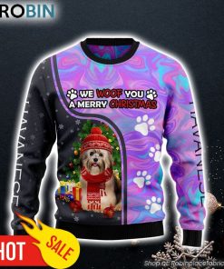 Havanese Hologram Color Ugly Christmas Sweater Gift For Dog Lovers