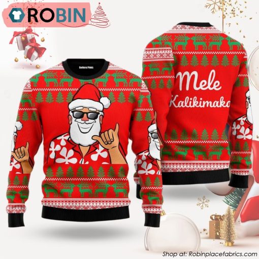 Hawaii Santa Claus Funny Ugly Christmas Sweater