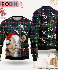 Ho Ho Ho Cow Christmas Tree Ugly Christmas Sweater