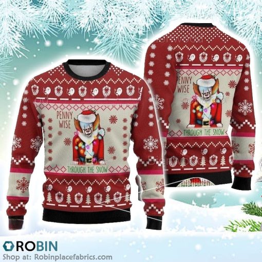 Horror Clown Christmas Halloween 2023 Christmas Ugly Sweater 3D Printed