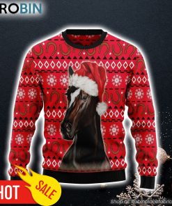 Horse And Horseshoe Pattern Ugly Christmas Sweater, Perfect Outfit For Christmas