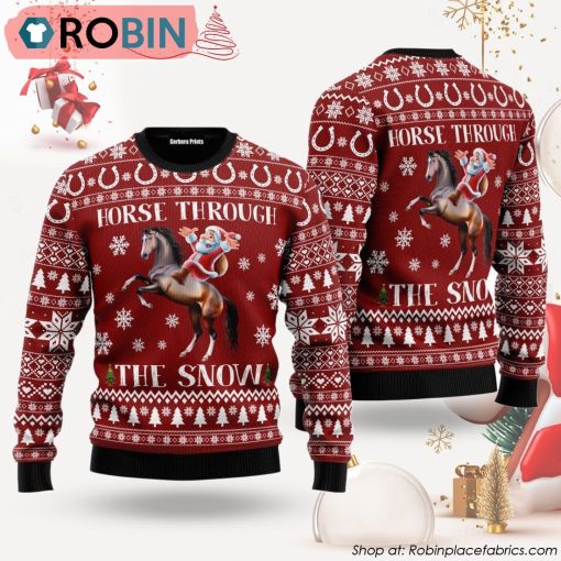 Horse Through The Snow Ugly Christmas Sweater