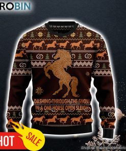 Horse Ugly Christmas Sweater Dashing Through The Snow, Perfect Gift and Outfit For Christmas