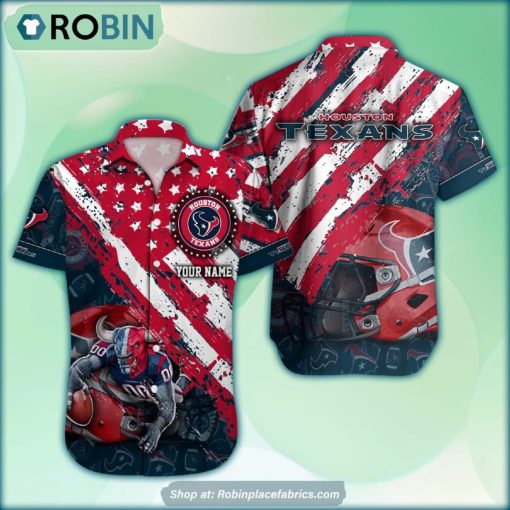 Houston Texans Mascot American Flag NFL Hawaiian Shirt