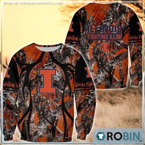 Illinois Fighting Illini  Hunting Pattern All Over Print Sweatshirt