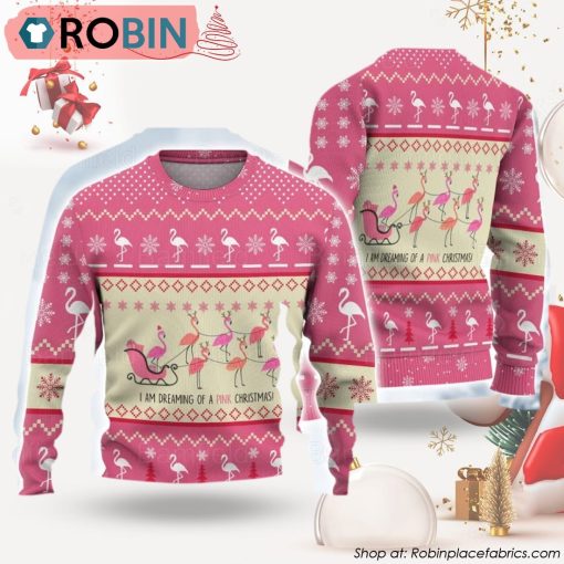 I’m Dreaming Of A Pink Christmas Flamingo Ugly Christmas Sweater