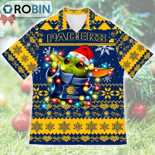 Indiana Pacers Baby Yoda Star Wars Ugly Christmas Design Short Sleeve Shirt
