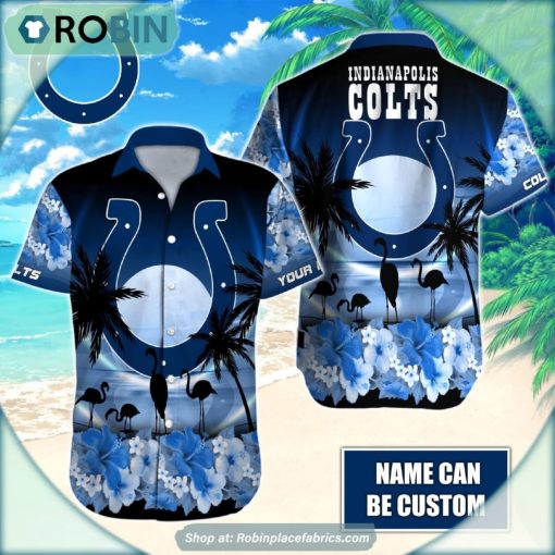 Indianapolis Colts Flamingo Tropical Leaf Pattern Hawaiian Shirt