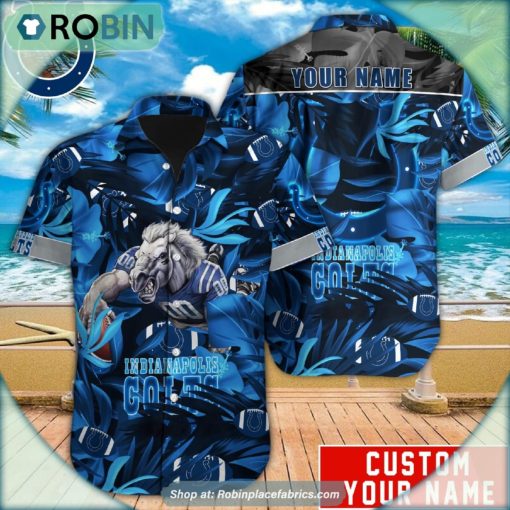 Indianapolis Colts Tropical Leaf Mascot 3D Printed Summer Hawaiian Shirt