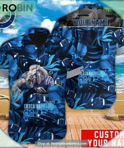 Indianapolis Colts Tropical Leaf Mascot 3D Printed Summer Hawaiian Shirt Indianapolis Colts Tropical Leaf Mascot 3D Printed Summer Hawaiian Shirt