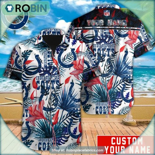 Indianapolis Colts Tropical Leaf Pattern Hawaiian Shirt