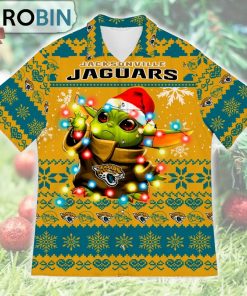 Jacksonville Jaguars Baby Yoda Star Wars Ugly Christmas Design Short Sleeve Shirt
