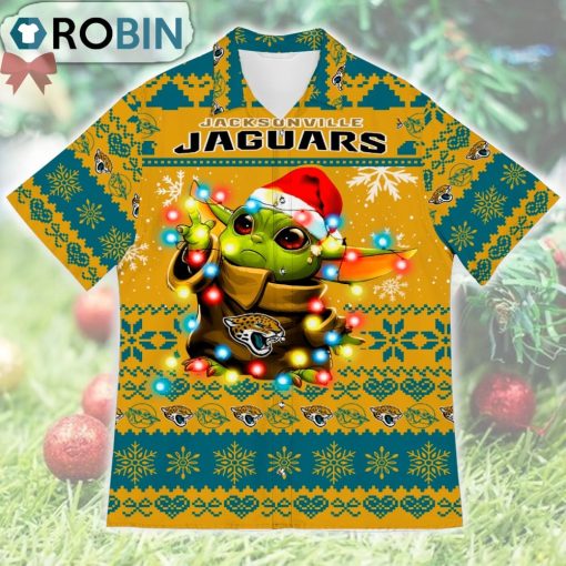 Jacksonville Jaguars Baby Yoda Star Wars Ugly Christmas Design Short Sleeve Shirt