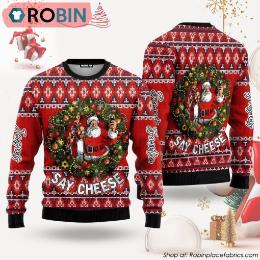 Jesus And Santa Say Cheese Ugly Christmas Sweater