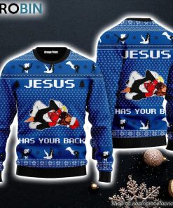 Jesus Has Your Back Jiu Jitsu Ugly Christmas Sweater