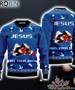 Jesus Has Your Back Jiu Jitsu Ugly Christmas Sweater For Christmas Gift Jesus Has Your Back Jiu Jitsu Ugly Christmas Sweater For Christmas Gift