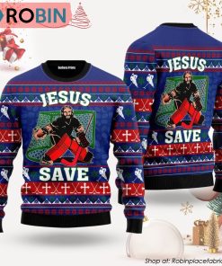 Jesus Saves Hockey Ugly Christmas Sweater, Xmas Gifts
