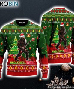 Jingle Bell Rock Bigfoot Guitar Ugly Christmas Sweater Gift For Christmas