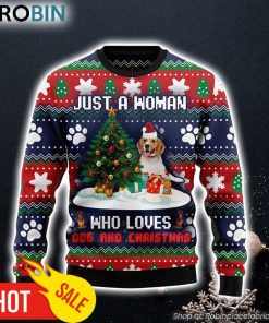 Just A Women Who Love Dog And Christmas Dog Cute Gift Ugly Christmas Sweater